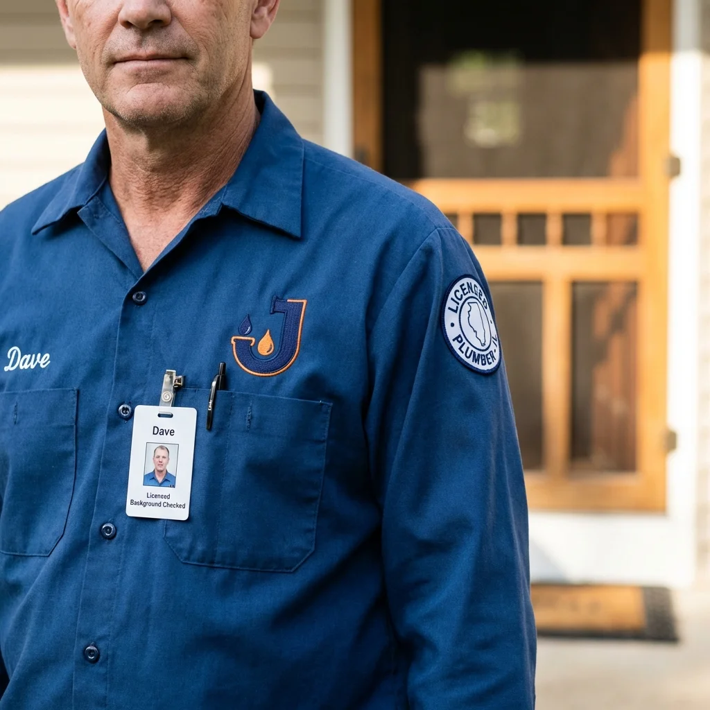 Licensed plumber showing ID badge in Kulpmont, PA