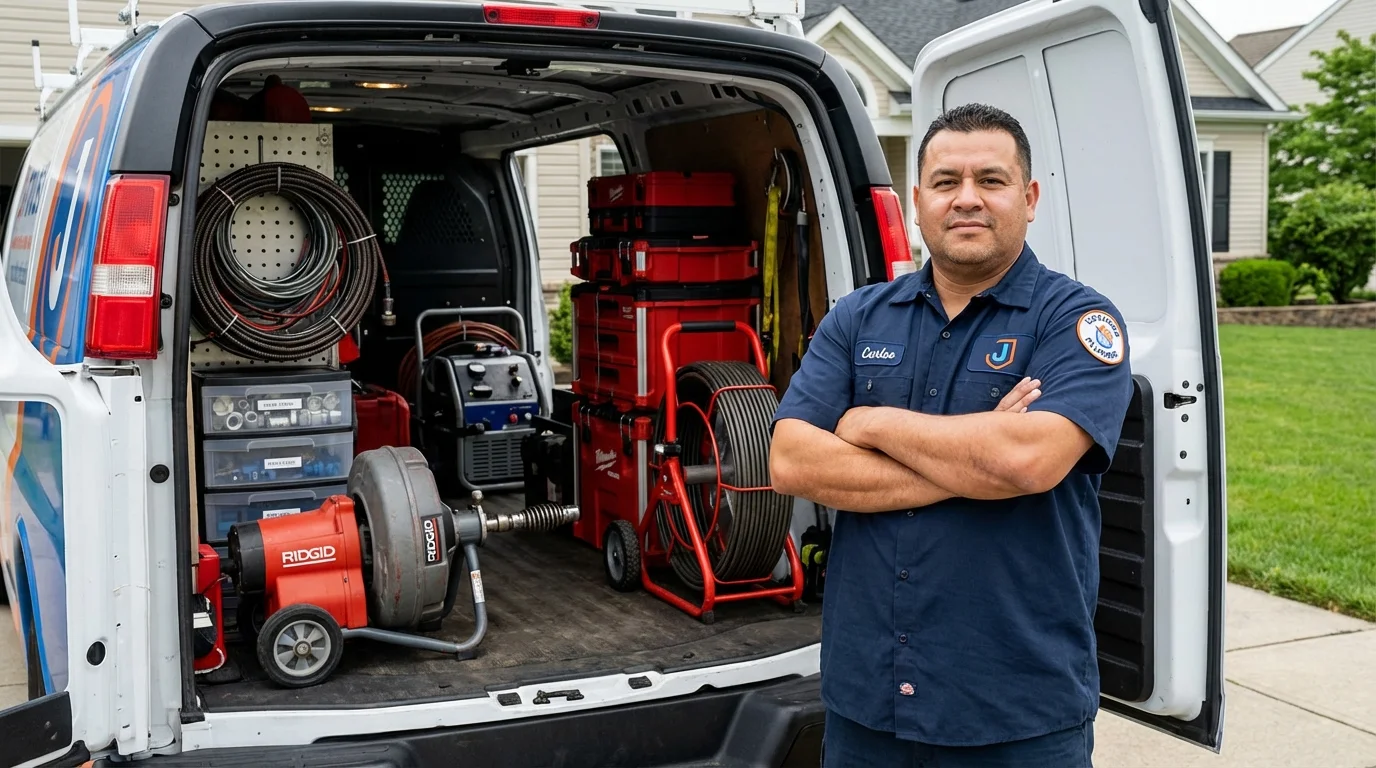 Professional drain cleaning equipment and Johns Plumbing LLC plumber in Kulpmont