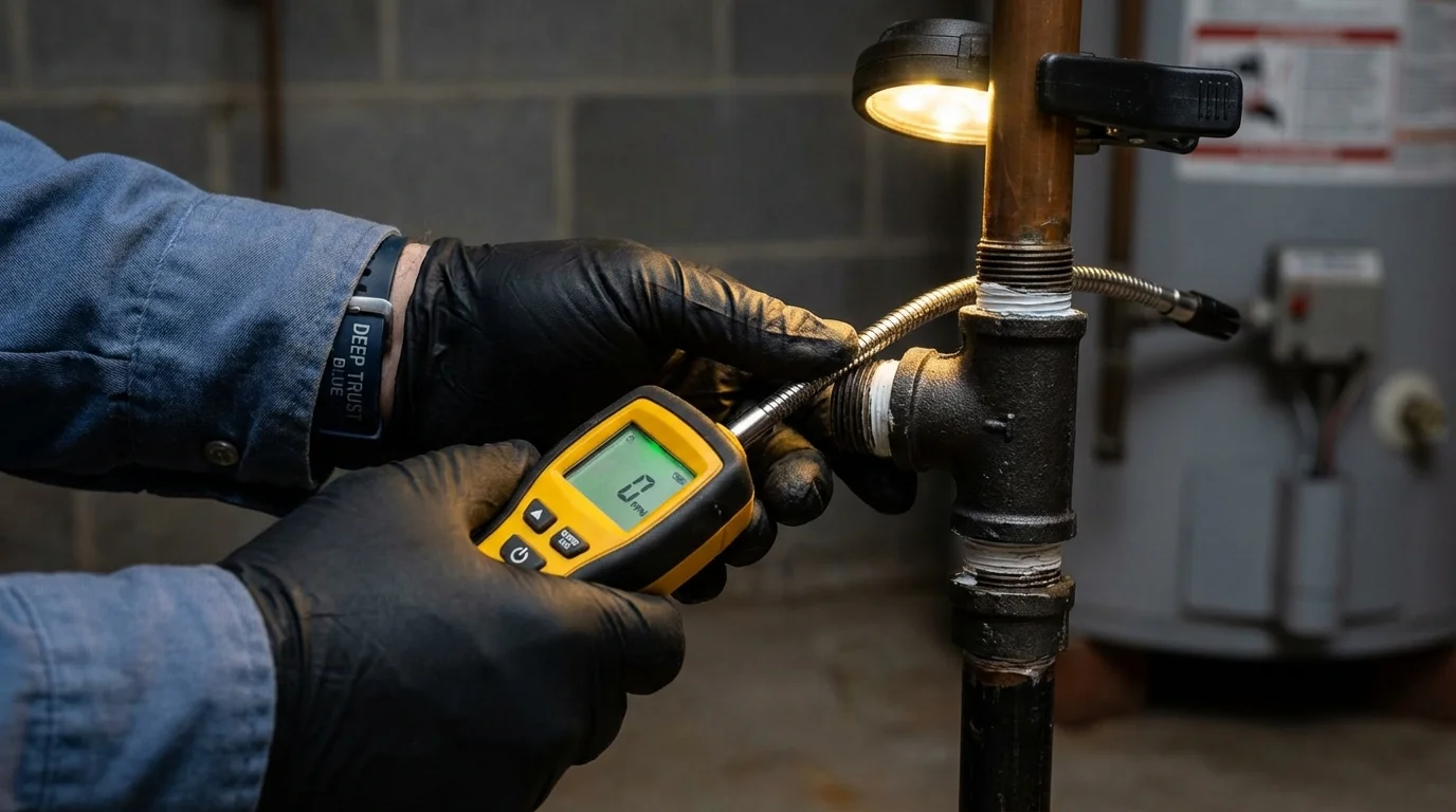 Gas leak detection with electronic sniffer by Johns Plumbing LLC in Kulpmont