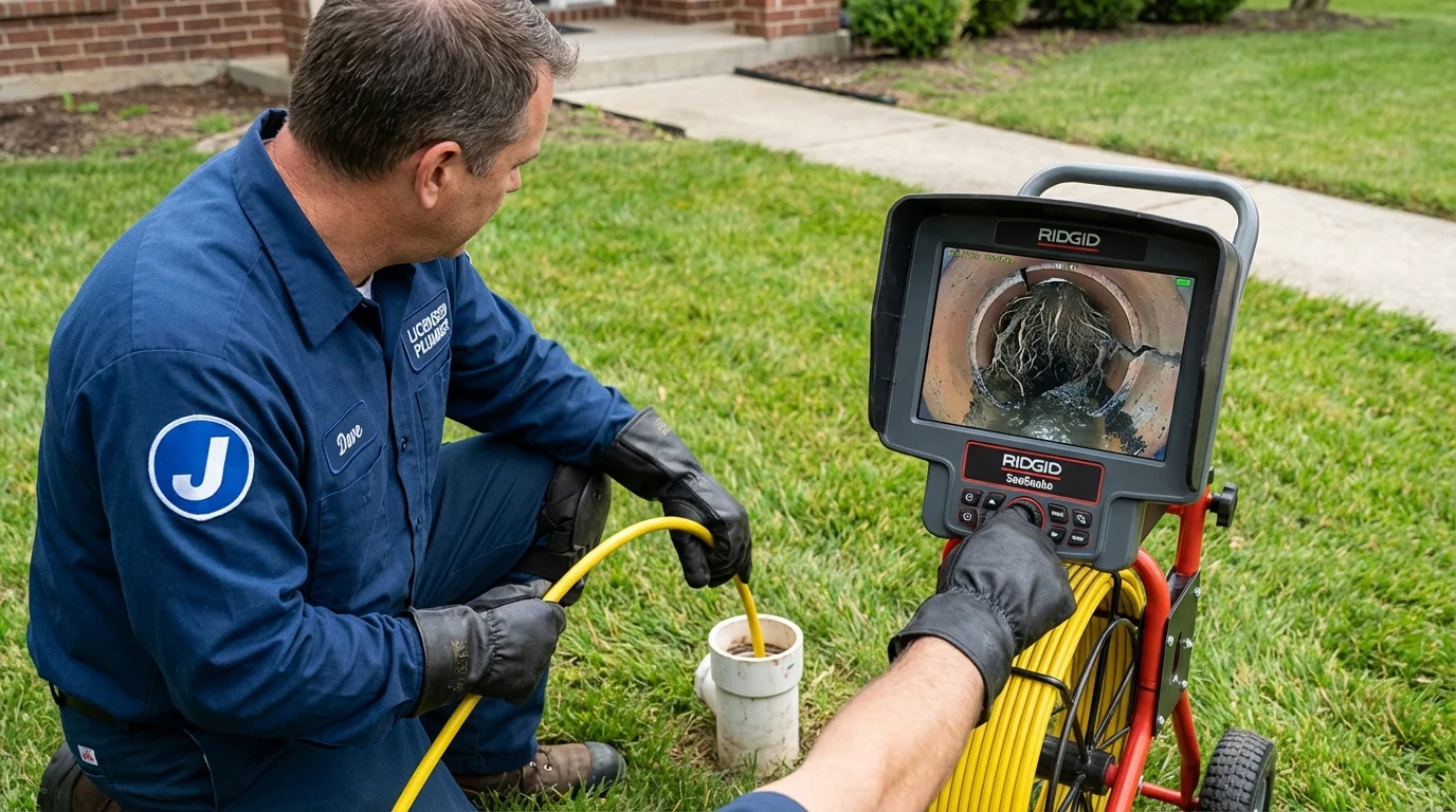Sewer camera inspection being performed by Johns Plumbing LLC in Kulpmont