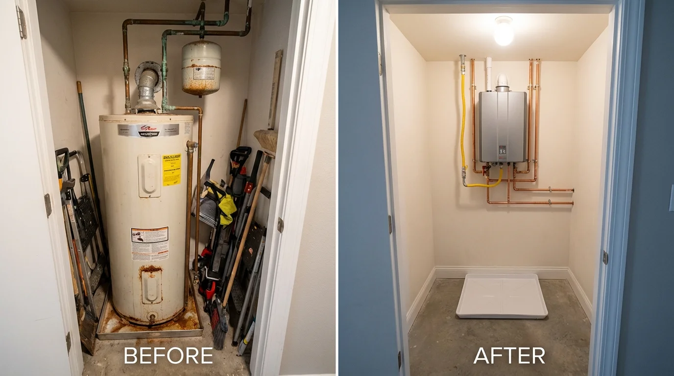 Tank water heater versus wall-mounted tankless unit comparison for Kulpmont, PA homeowners